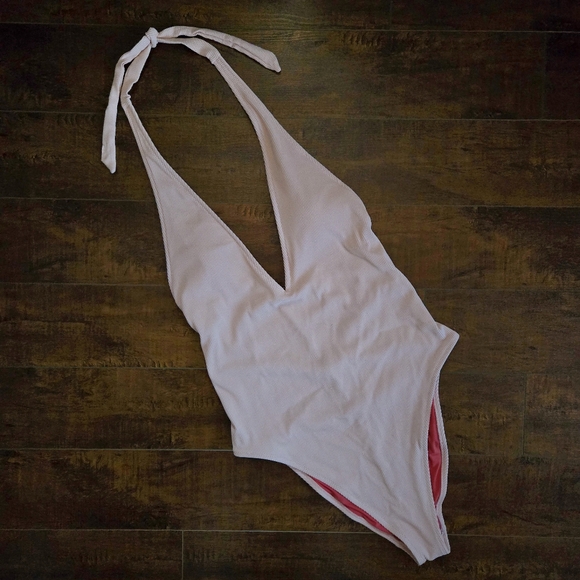 aerie Other - Aerie Ribbed Super Plunge Long Torso Swimsuit Light Blush Pink Size Large